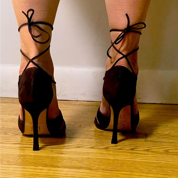 NWOT - Charles David “Sinful” Dark Brown Suede Lace Up Heels Sandals - Sz 8 - Picture 4 of 9